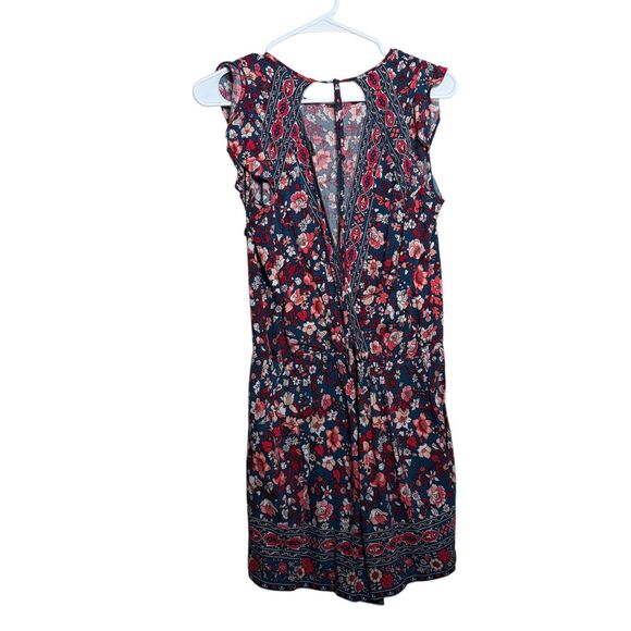Loft Romper Women's Petite Small Sleeveless Ruffle Boho Printed Casual - Picture 6 of 8